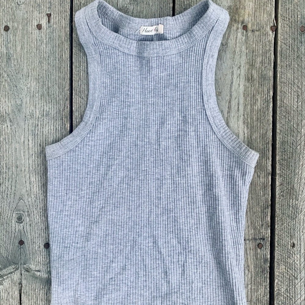 Gray Ribbed Tank Top - Picture 2 of 2